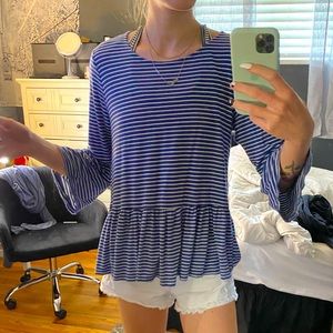 Blue and white stripe top